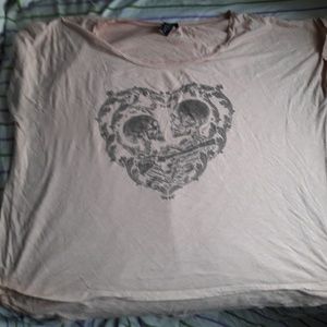 Pink Skull Heart Hi-Lo Shirt